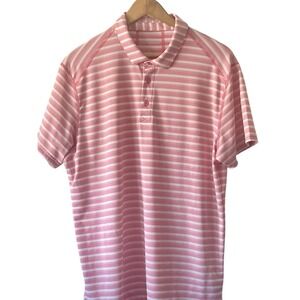 Bonobos Golf Men's‎ Polo Shirt Red Cream Stripe Size XL Slim Fit Casual Travel